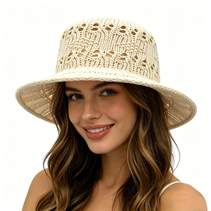 <span class=keywords><strong>Chapeau</strong></span> de soleil en paille tressée ouverte pour femme Landfond, protection solaire, <span class=keywords><strong>chapeau</strong></span> melon à bord plat tendance, <span class=keywords><strong>chapeau</strong></span> de plage à large bord - Product Image 2
