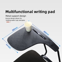 Chaise de bureau ergonomique élégante en plastique et métal pour étudiants, avec tablette d'écriture, idéale pour les salles de conférence et de lecture pour adultes