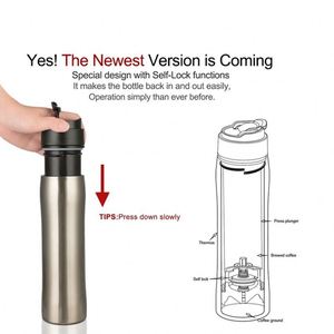 Cafetière à piston portable en acier inoxydable 350 ml, tasse de voyage avec filtre, thermos/bouilloire isotherme à double paroi - Product Image 2