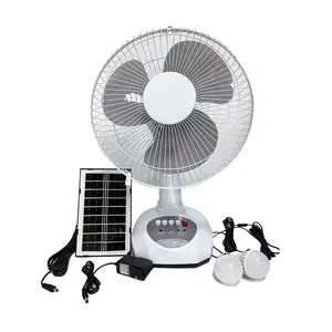 Zonne-Energie Elektrische 12 Inch Ac Dc Tafel Ventilator Ac Adapter Met Heldere Led Nachtlampje Voor Turkije Dubai