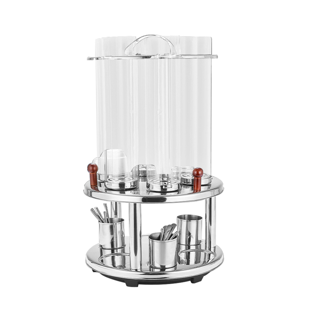 Professional Stainless Steel Revolving Buffet Cup Dispenser Cup Rack Serving 48 Sets of Cups Plates Spoons Save Space