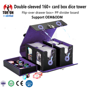   Boîte de rangement portable personnalisée OEM ODM pour cartes de jeu avec compartiment à dés, étui magnétique en cuir PU pour plus de 400 cartes TCG à double pochette - Product Image 1