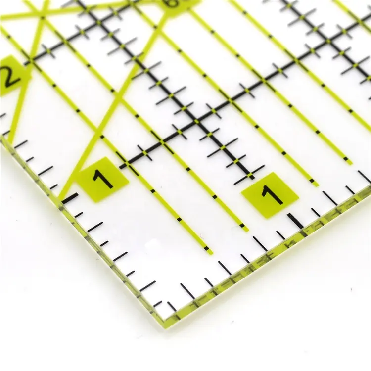 Regla cuadrada acrílica de 6,5x6,5 pulgadas, regla para coser acolchado