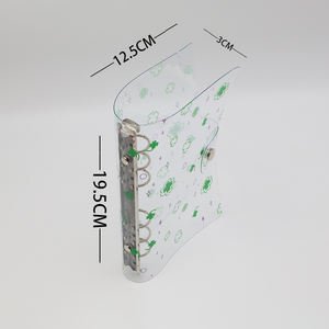 Mignon mode pince en plastique cahier planificateur ensemble porte-cartes anneau à feuilles mobiles journal bouton fermeture réinstallable dossier scolaire - Product Image 2