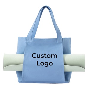 Multi-pocket Canvas Yoga <b>Tote</b> <b>Bag</b> with Mat Holder Durable Reusable Cotton Shoulder Handbag for Gym Workout Fitness Travel - Product Image 6