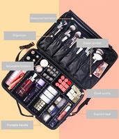 Trousse de Maquillage de Voyage Grande Trousse Cosmétique Professionnelle Portable avec Support pour Pinceaux et Rangement (Noir Taille L)