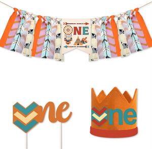 Baby Boys First <b>Birthday</b> Smash Party <b>Decorations</b> Boho <b>Rainbow</b> Highchair Banner Neutral Wild One Cake Topper - Product Image 3