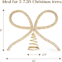 Décorations de noël or verre strass arc arbre Topper vacances arbre haut décoration pour intérieur extérieur maison chambre fête