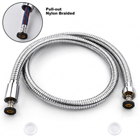 Tuyau de douche tressé rétractable de 1 m, OD14, en acier inoxydable 201, G1/2, facile à installer, avec insert en laiton
