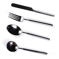Ensemble de couverts de luxe en acier inoxydable, couteau fourchette cuillère Banquet, événement, miroir noir, élégant, mariage hôtel métal acier inoxydable
