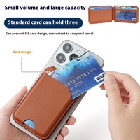 Tarjetero Magnético de Cuero para Teléfono, Soporte Plegable para Modo Vertical y Horizontal, Funda Trasera Delgada con Bolsillo Adhesivo