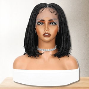 Perruque Synthétique Tressée Full Lace Sans Colle 14 Pouces #1B Noir Naturel Courte Droite pour Femmes Noires avec Baby Hair - Product Image 2