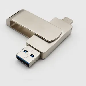 Type-c Metal Flash Drive 2 In 1 OTG 2.0 3.0 U Disk Customized LOGO Memory Stick 8GB 32GB 64GB 128GB 256GB 1TB USB C Stick