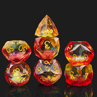 Ensemble de dés DND en résine liquide rouge orange, 7 pièces, dés polyédriques transparents pour jeux de rôle, Dungeons and Dragons, Pathfinder RPG