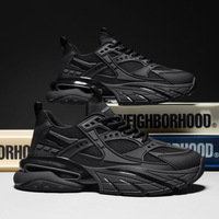 Baskets décontractées de sport à semelle épaisse pour homme Black Warrior Dad Shoes, épaissies pour l'hiver, nouvelle tendance 2026, respirantes, avec semelle extérieure en EVA intégrale