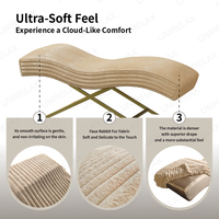 Union Win Nouveau design Table de massage pour salon de beauté Lit à cils incurvé en cuir rose avec base en métal doré Lit de massage pour cils de luxe