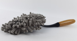 Plumero de chenilla de microfibra con mango de bambú arqueado duradero moderno - Product Image 5
