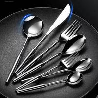 Ensemble de couverts de luxe en acier inoxydable 304 poli miroir, style nordique, personnalisable avec logo, résistant au lave-vaisselle et écologique, pour fêtes de mariage