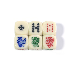 Dados JQK de plástico de 16 mm con esquinas cuadradas de color marfil español, de 6 caras, para póker y juegos de cartas - Product Image 4