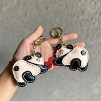 Porte-clés Ours en Cuir Véritable Fait Main, Rembourré 3D, Charme de Sac Ours Mignon, Pendentif Animal pour Ornement de Sac à Main, Souvenir, Cadeau