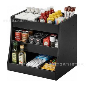 Adjustable <b>Wooden</b> Condiment <b>Storage</b> Box Rectangle 4-7 Compartments Multifunction Countertop Rack For Kitchen Use - Product Image 2