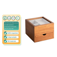 Armoire à bijoux en bois avec couvercle en verre, six compartiments et un tiroir pour bagues, boucles d'oreilles, colliers, commode de vanité, rangement à domicile