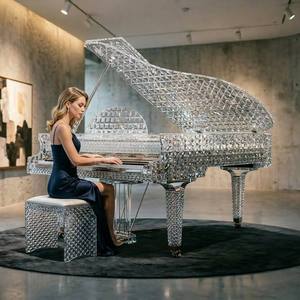 Piano à queue professionnel pour galerie d'art, transparent, conforme aux normes CE, RoHS, Reach, forme unique, piano à queue en cristal pour événements - Product Image 1