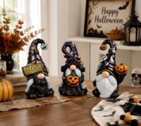 Statue de gnome d'Halloween en gros avec LED pour la décoration de la maison et du jardin, pièces de présentation pour vitrine, ornement de scène extérieure