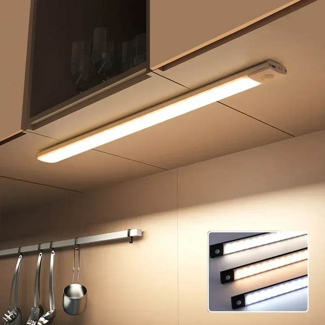 Multiple Sizes Cabinet Lights Motion Sensor LED Wireless USB Under Ultra Thin Night Light Kitchen Bedroom Wardrobe Lighting