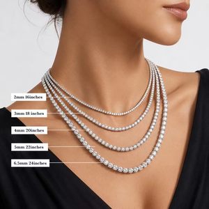 Precio de Collar de Moissanita Hip Hop de Plata de Ley 925 con incrustaciones de Moissanita de 2mm, 3mm, 4mm, tipo Cadena Tenis - Product Image 5