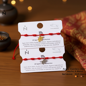 Virgo Seven Star Festival <b>Bracelet</b> <b>Red</b> String Stainless Steel Handmade Zodiac Jewelry - Product Image 3