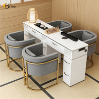 Meubles de salon en gros, table de manucure de luxe avec plateau en marbre, table à ongles blanche