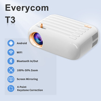 Mini projecteur portable LCD T3W pas cher, Full HD 1080P, LED, Android, 5500 lumens, stéréo HIFI, mise en miroir de l'écran, WiFi 2.4G, pour la maison