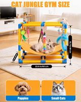 Aire de jeu pour animaux de compagnie avec cadre en PVC, hamac, jouets en plumes suspendus, adapté aux chats et aux petits chiots