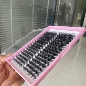 Plateau de 32 rangées d'extensions de cils effet volume doux, à <span class=keywords><strong>pointes</strong></span>, en soie de vison cachemire noir mat foncé, style anime - Product Image 4