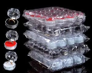 Groothandel Sieraden Pakket Dozen Kristallen Ringhouder Oorbel Display Transparant Acryl Bruiloft Verpakking Opbergdoos