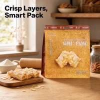 Sacs d'emballage personnalisés pour pâtisseries aux amandes, pochettes pour pâtisseries soufflées avec soufflet latéral et motif en flocons, marque privée pour boulangerie, MOQ