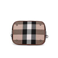 Sac à bandoulière de luxe polyvalent en polyester et cuir, motif écossais tendance avec fermeture éclair et accents de chaîne