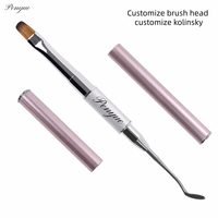 Pinceau à ongles double embout avec manche métallique, poils en nylon, Kolinsky Sable, pour liner, dégradé, gel UV, repousse-cuticules, multifonctionnel, professionnel