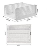 Organisateur de garde-robe rectangulaire avec cloison superposée et panier à vêtements empilable Support de rangement pliable en plastique (PP) au design moderne