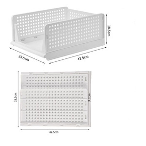Estante de almacenamiento plegable de plástico (PP) de diseño moderno organizador de armario rectangular con partición en capas y cesta de ropa apilable - Product Image 4