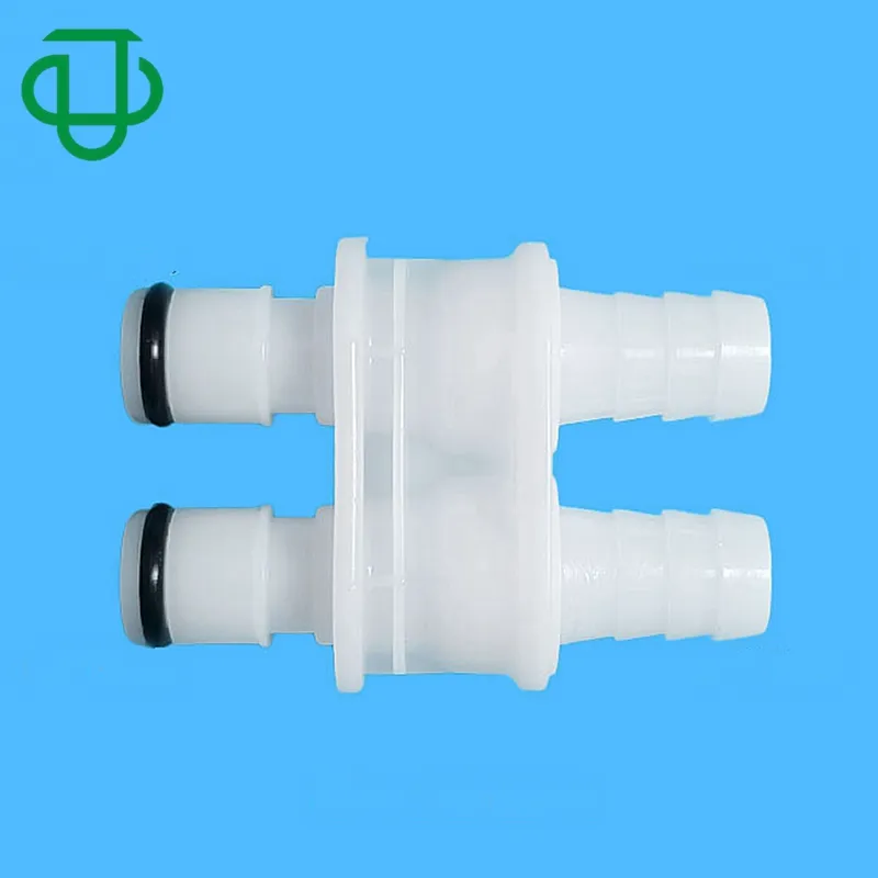 Dispositivos termostáticos 3/8 "x 3/8" Espiga de manguera doble Flujo abierto Plástico Conector rápido de doble flujo Conexión de agua