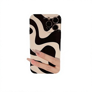 Material de Película con Rayas Minimalistas y Patrón de Ondas Negras, Protección 360, Impresión por Transferencia de Calor para Fundas de 12/14/15 Pro Max/16/17 - Product Image 1