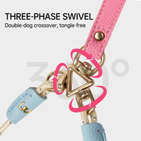 Laisse double réglable de luxe pour chien 360 °   Laisse en cuir robuste anti-emmêlement avec décoration diamantée pour la promenade de deux chiens