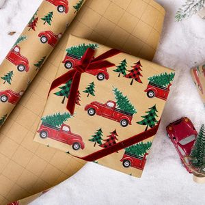17in Christmas gift wrapping <b>paper</b> Color printed car <b>pattern</b> kraft <b>paper</b> Customizable <b>pattern</b> logo size - Product Image 1