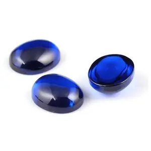 Flat bottom cabochon Synthetic corundum oval 34# 7*9mm Blue Sapphire
