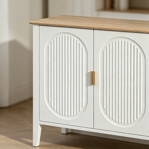 Buffet moderne avec rangement, meuble de rangement à arceaux cannelés avec étagère réglable, bar à café pour salle à manger et salon - Product Image 4