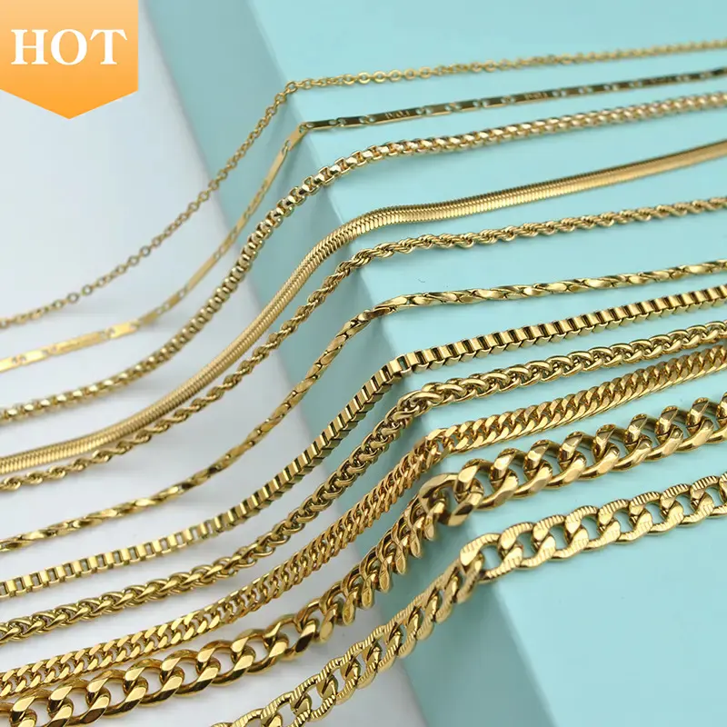RINNTIN GC Custom Cuban Link Curb Chain Necklace joyeria de plata 14K 18K Gold Chain for Men Women 925 Sterling Silver Jewelry
