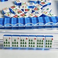 Ensemble de Mahjong en Acrylique Personnalisé pour Noël, Cristal Bleu, Multi-couches, Gravé, Arbre de Noël, Tuiles de Mahjong Américaines, Cadeau de Fêtes