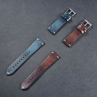 Bracelet de montre vintage en cuir italien ciré à l'huile 20/22mm, en cuir de vachette vieilli, personnalisable OEM ODM